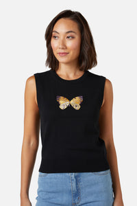 Princess Highway - Butterfly Emb Vest - black