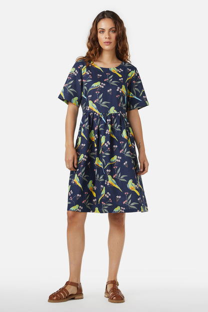 Princess Highway - Parrot Smock Dress - navy