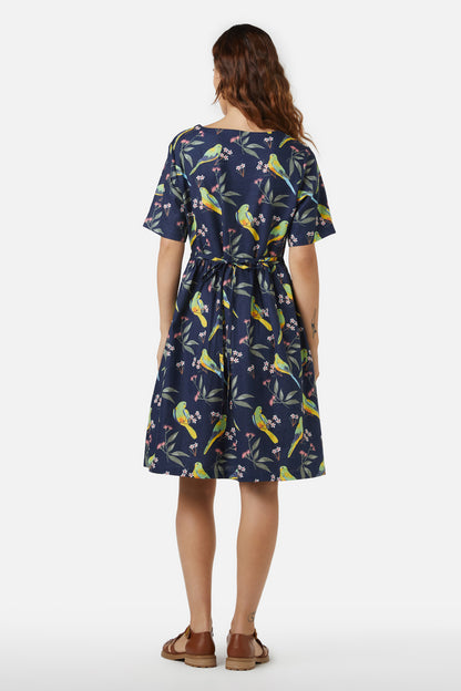 Princess Highway - Parrot Smock Dress - navy