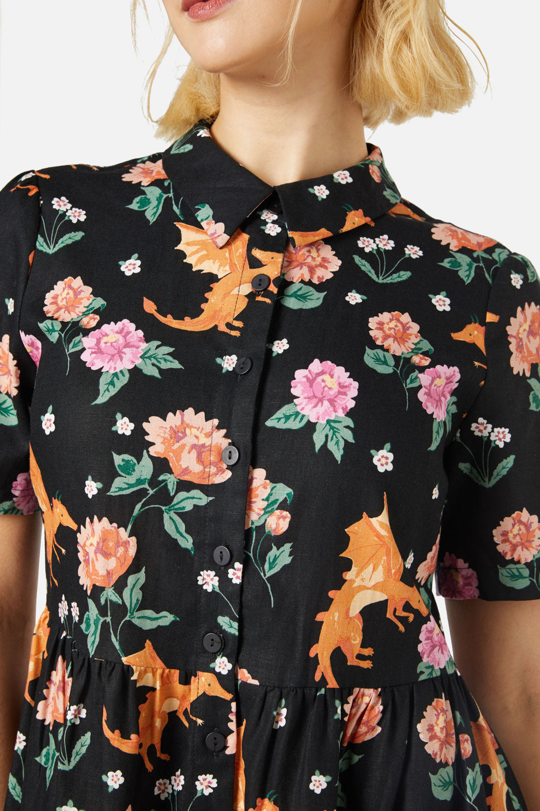 Princess Highway - Dragon Shirt Dress - black