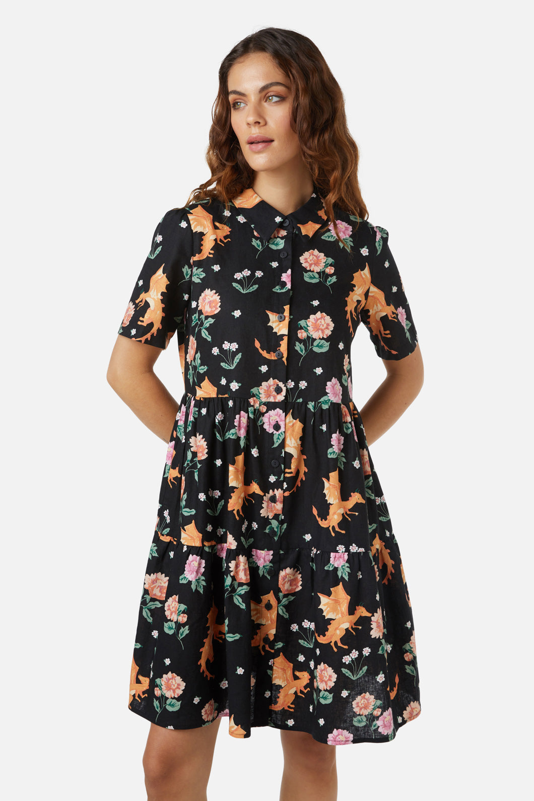 Princess Highway - Dragon Shirt Dress - green