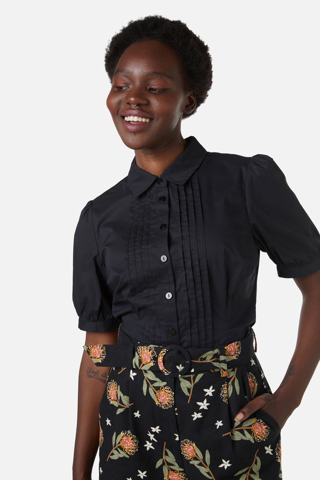 Princess Highway - Martha Pin Tuck Blouse - black