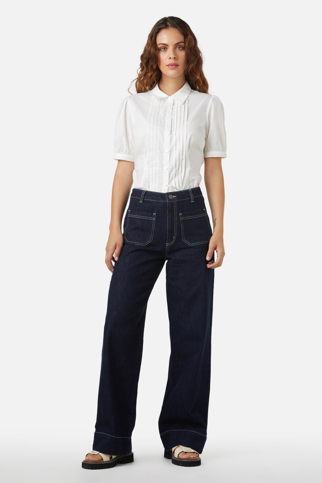 Princess Highway - Martha Pin Tuck Blouse - white