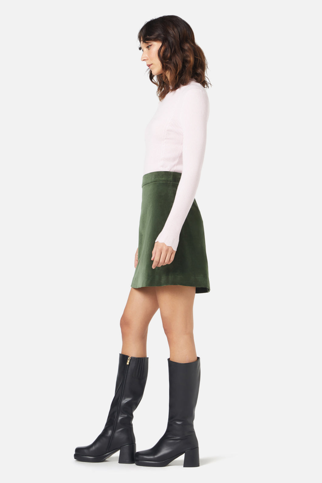 Princess Highway - Rachel Velvet Skirt - forest