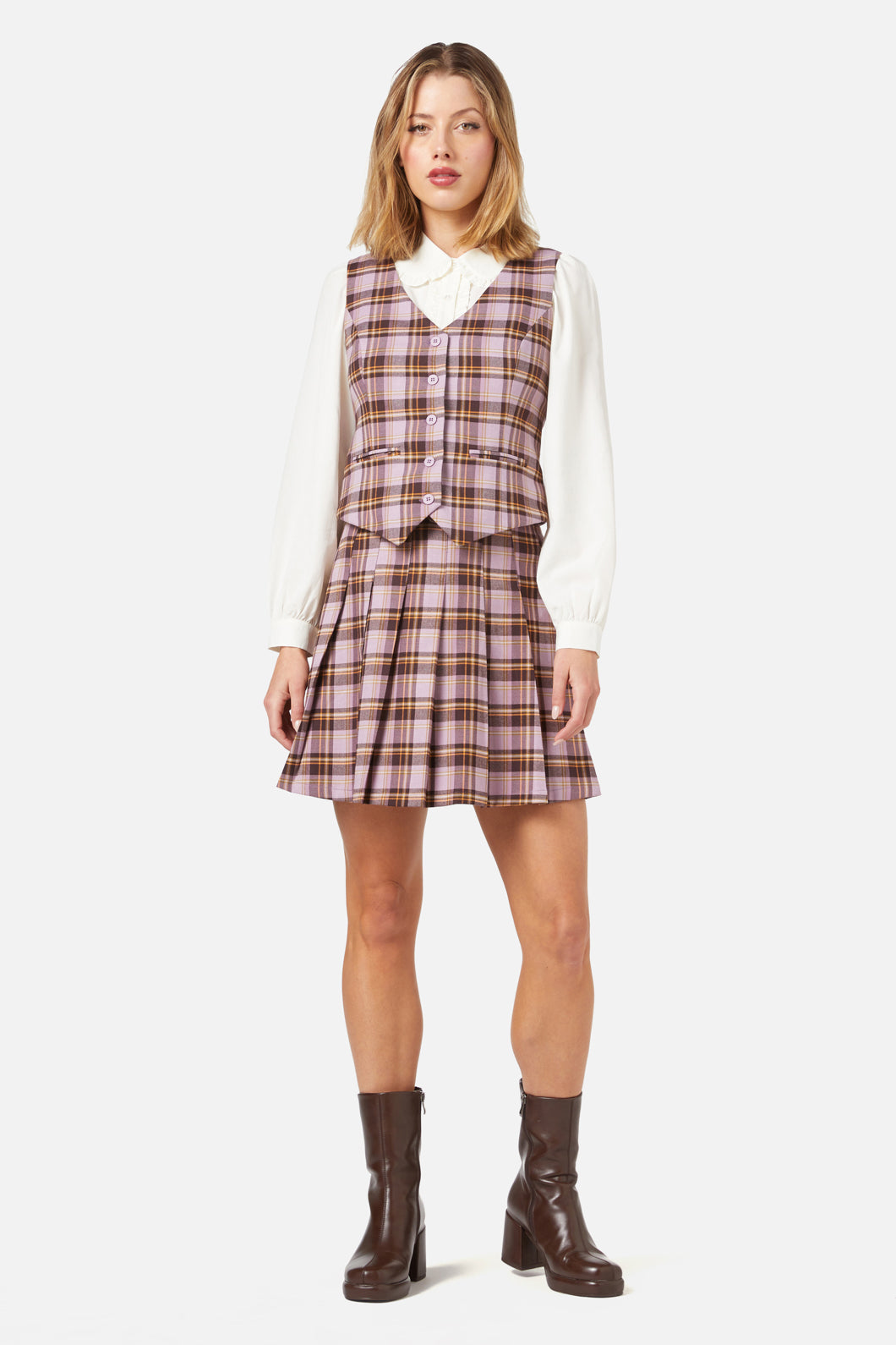 Princess Highway - Jeannie Check Vest - lilac