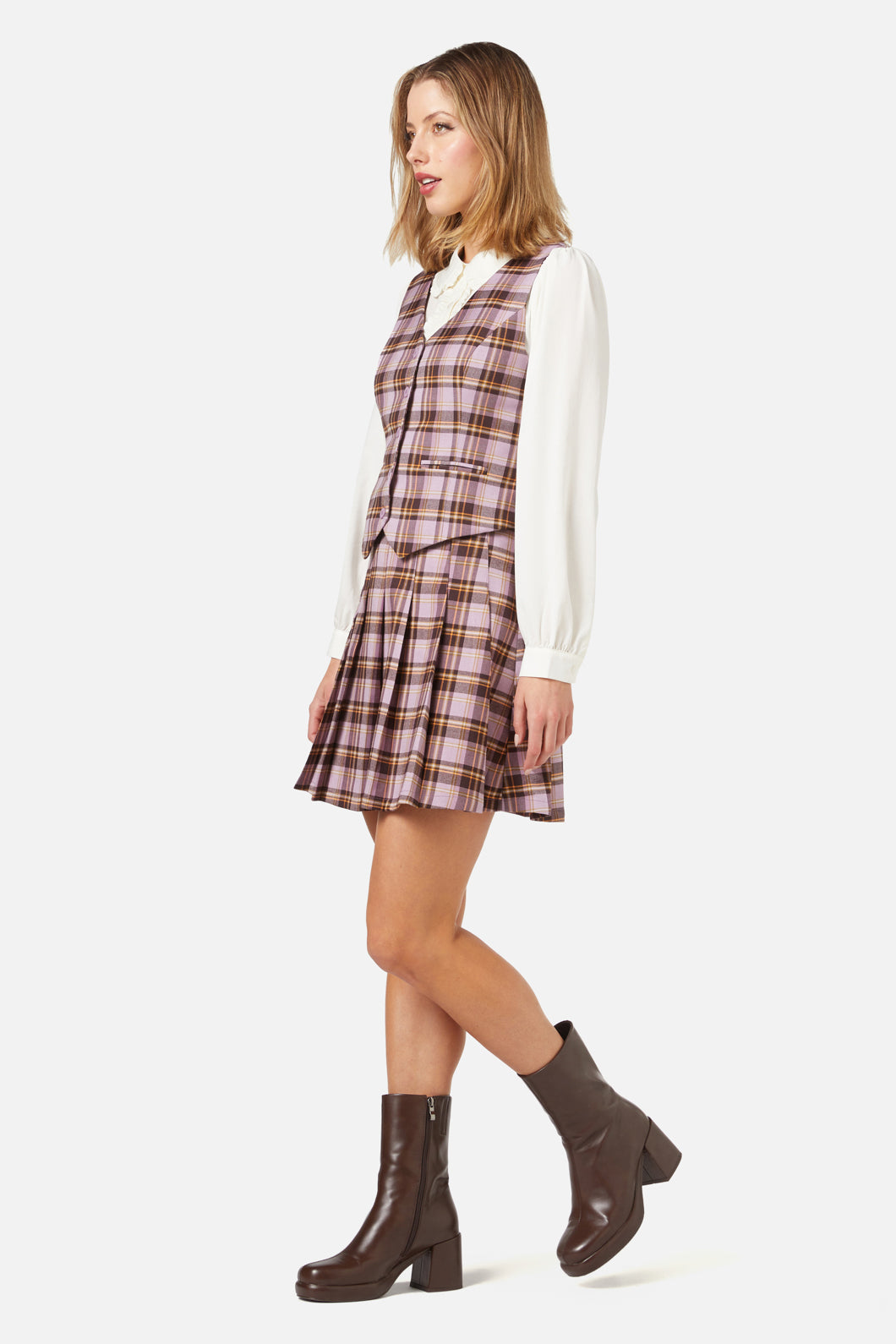Princess Highway - Jeannie Check Vest - lilac