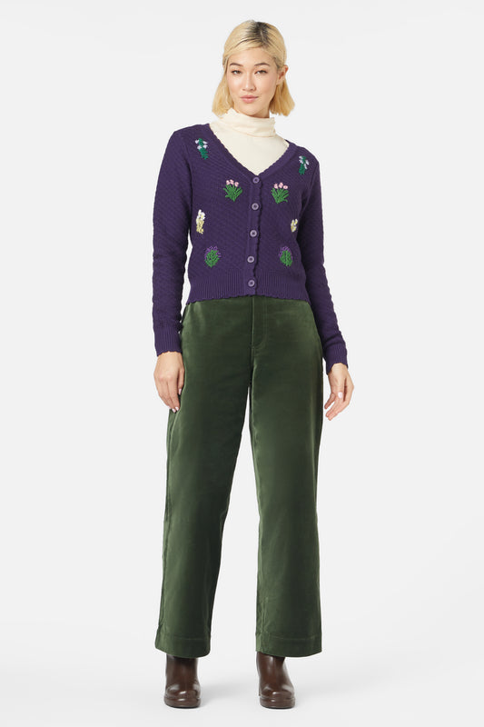 Princess Highway - Herb Embroidered Cardi - purple