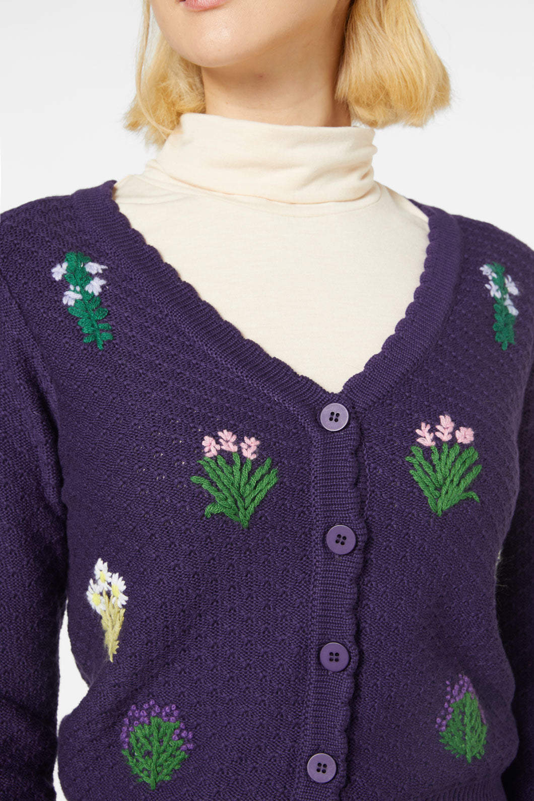 Princess Highway - Herb Embroidered Cardi - purple