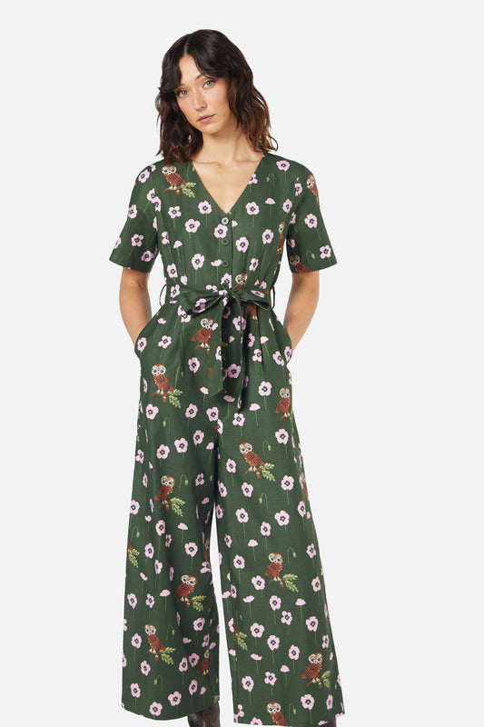Princess Highway - Poppy Owl Jumpsuit - green