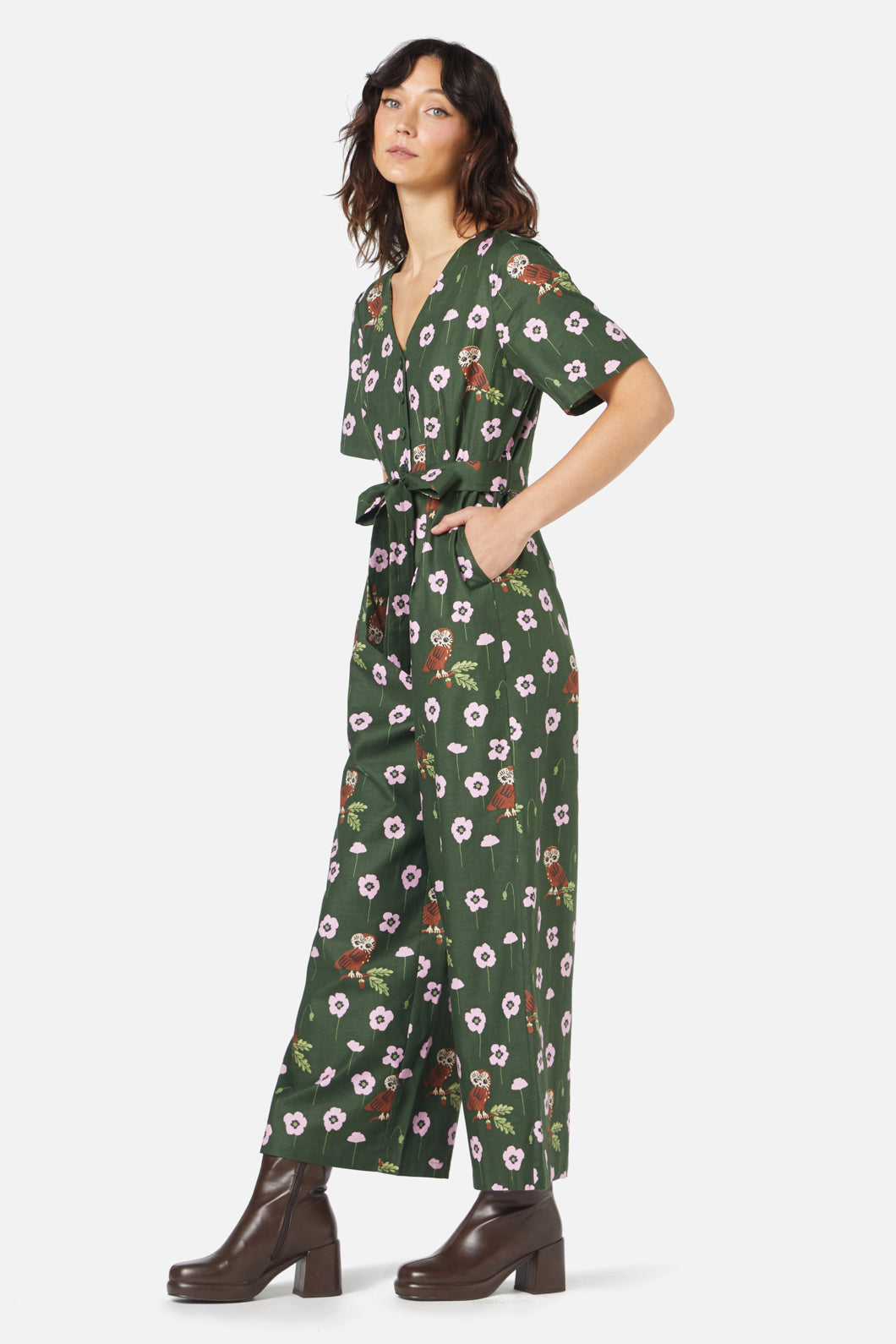 Princess Highway - Poppy Owl Jumpsuit - green
