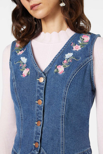 Princess Highway - Flower Chain Vest - mid-denim