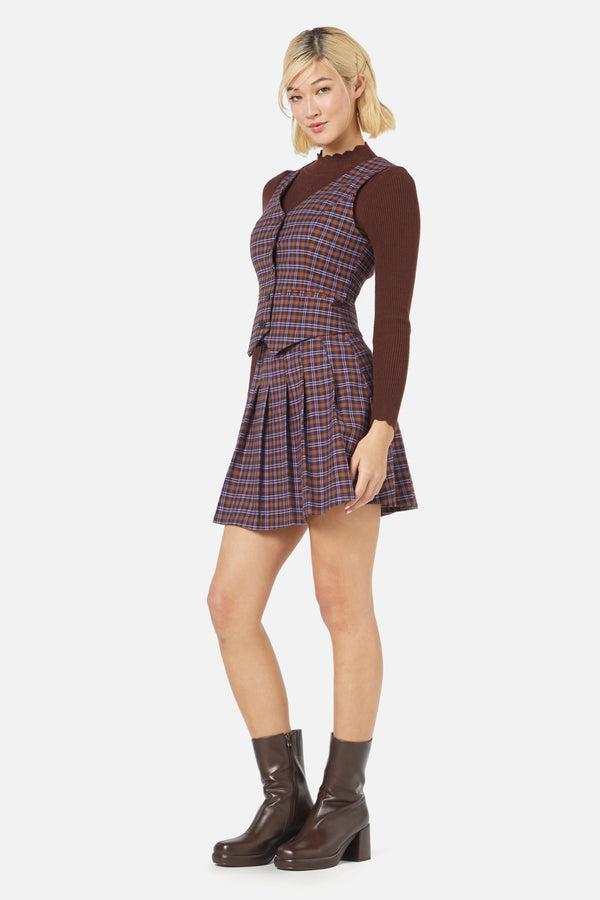 Princess Highway - Frances Check Vest - chocolate