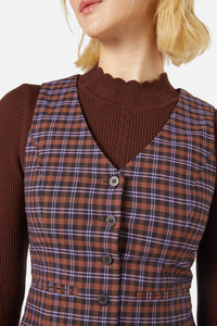 Princess Highway - Frances Check Vest - chocolate