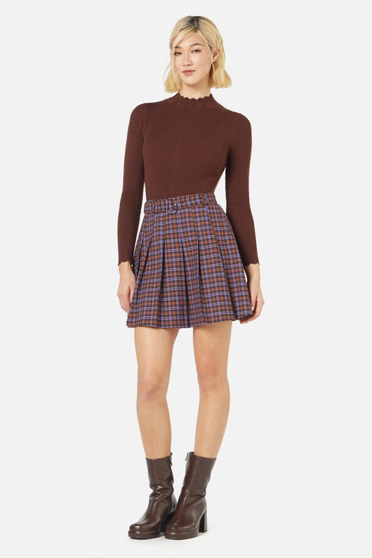 Princess Highway - Frances Check Skirt - chocolate