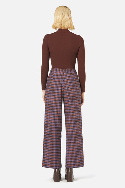 Princess Highway - Frances Check Pant - chocolate