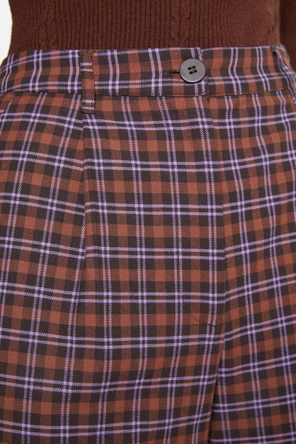 Princess Highway - Frances Check Pant - chocolate