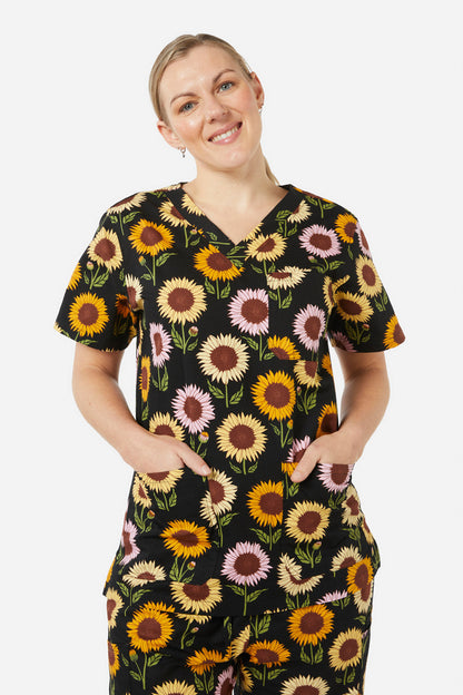 Princess Highway - Sunflower Scrub Set - black