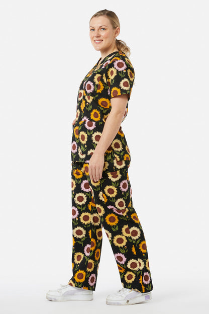 Princess Highway - Sunflower Scrub Set - black