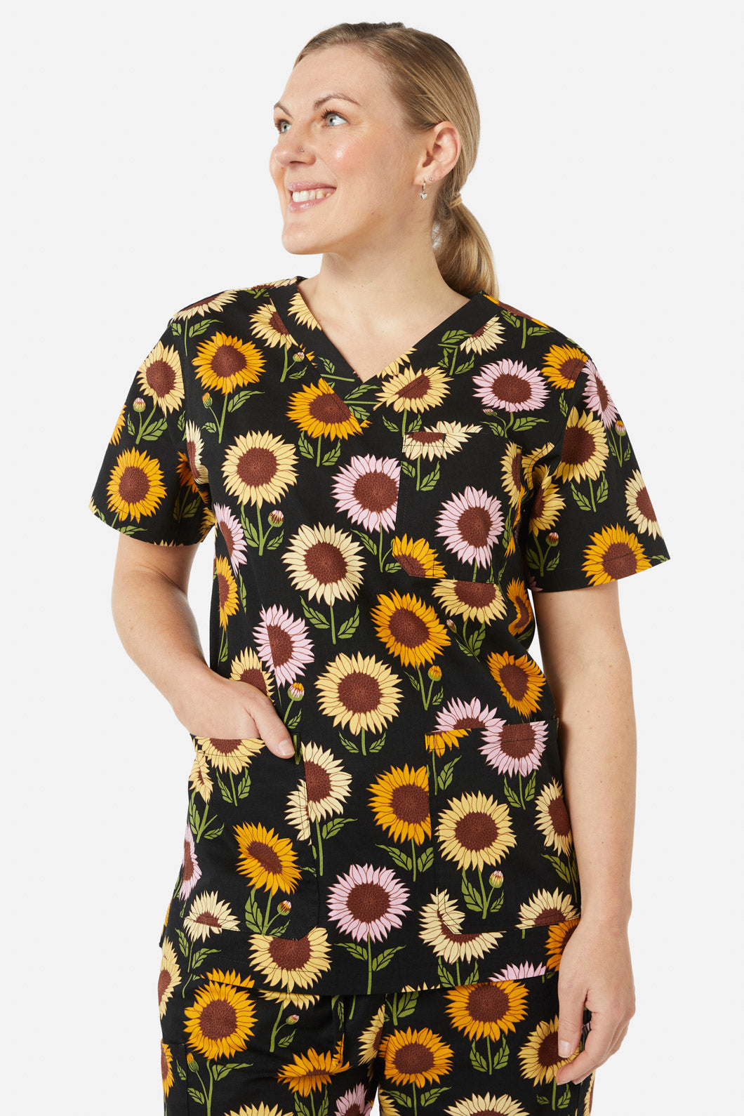 Princess Highway - Sunflower Scrub Set - black