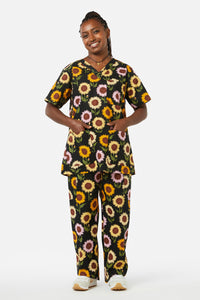 Princess Highway - Sunflower Scrub Set - black