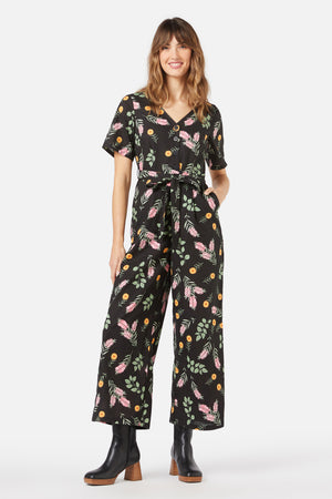 Princess Highway - Wild Flower Jumpsuit - black