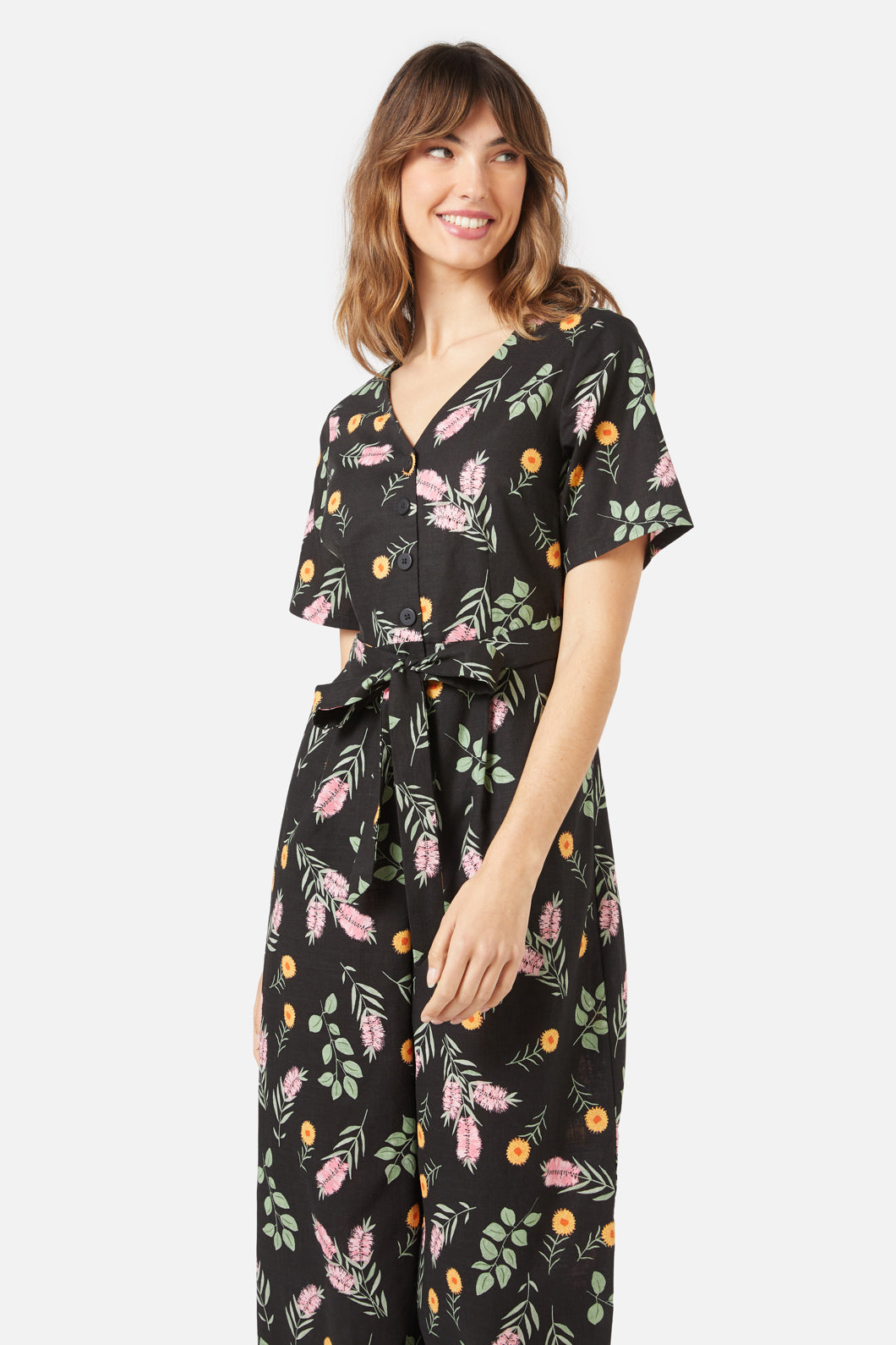 Princess Highway - Wild Flower Jumpsuit - black