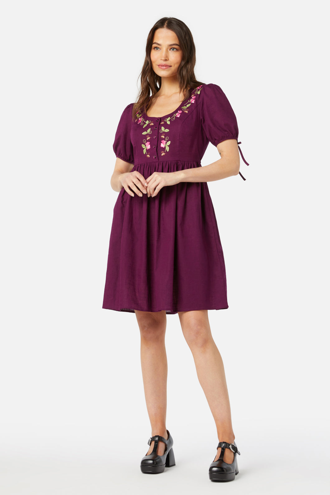 Princess Highway - Sweetie Emb Dress - plum