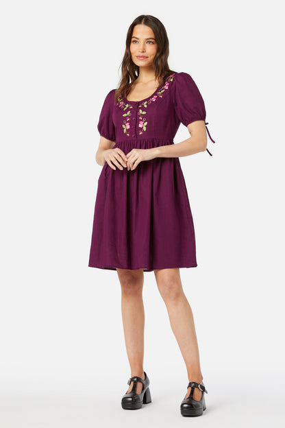 Princess Highway - Sweetie Emb Dress - plum