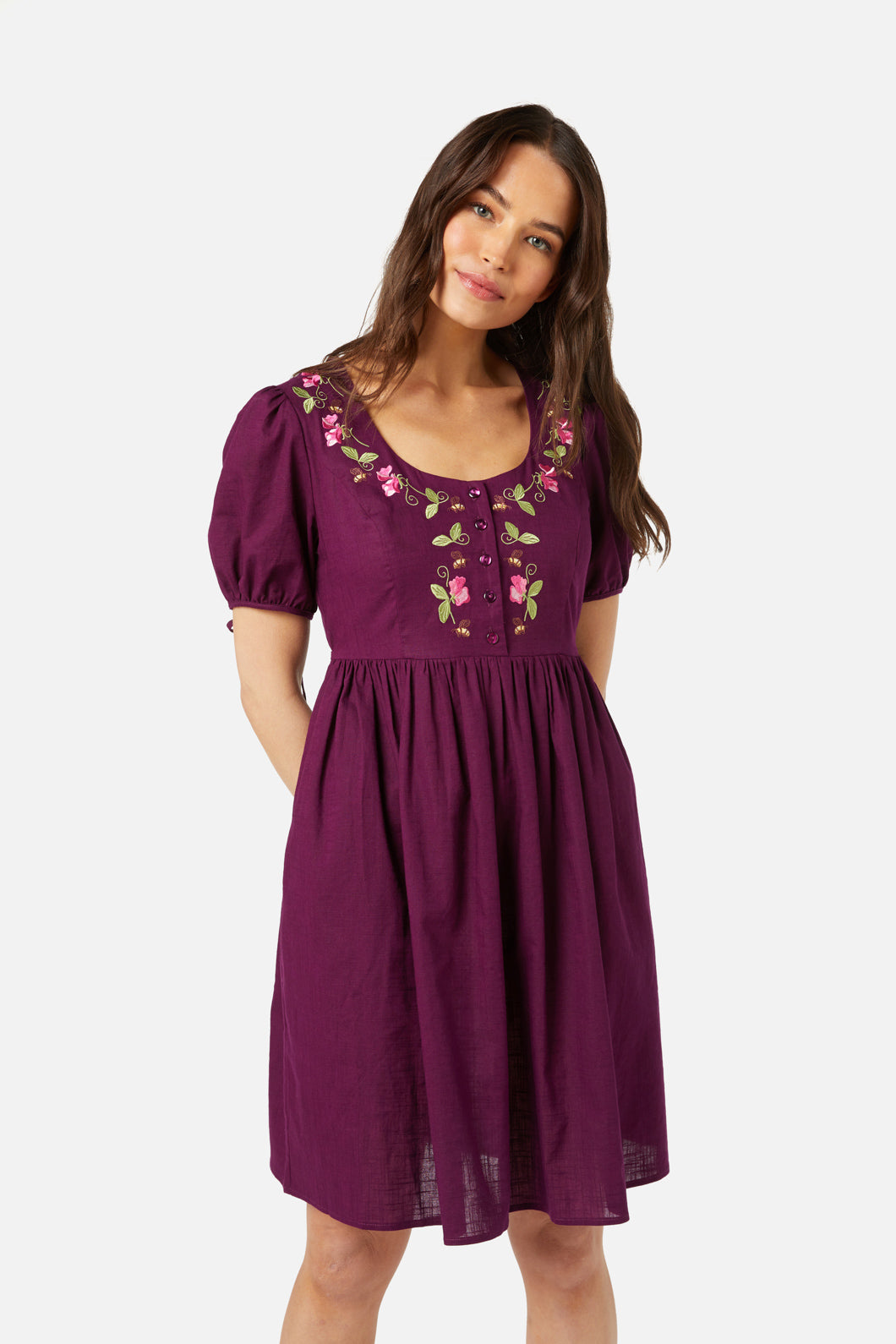 Princess Highway - Sweetie Emb Dress - plum