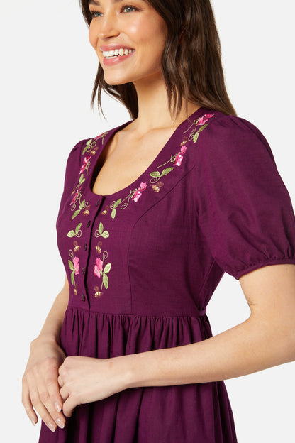 Princess Highway - Sweetie Emb Dress - plum