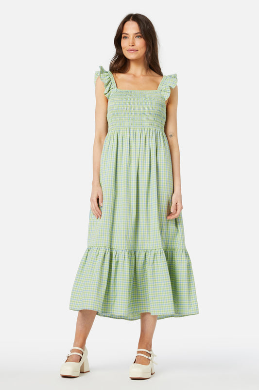 Princess Highway - Spring Check Midi Dress - green