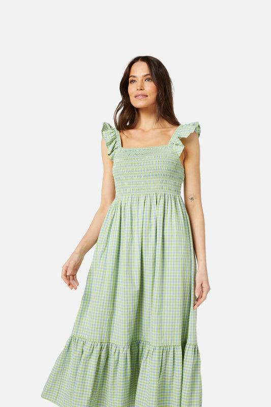 Princess Highway - Spring Check Midi Dress - green