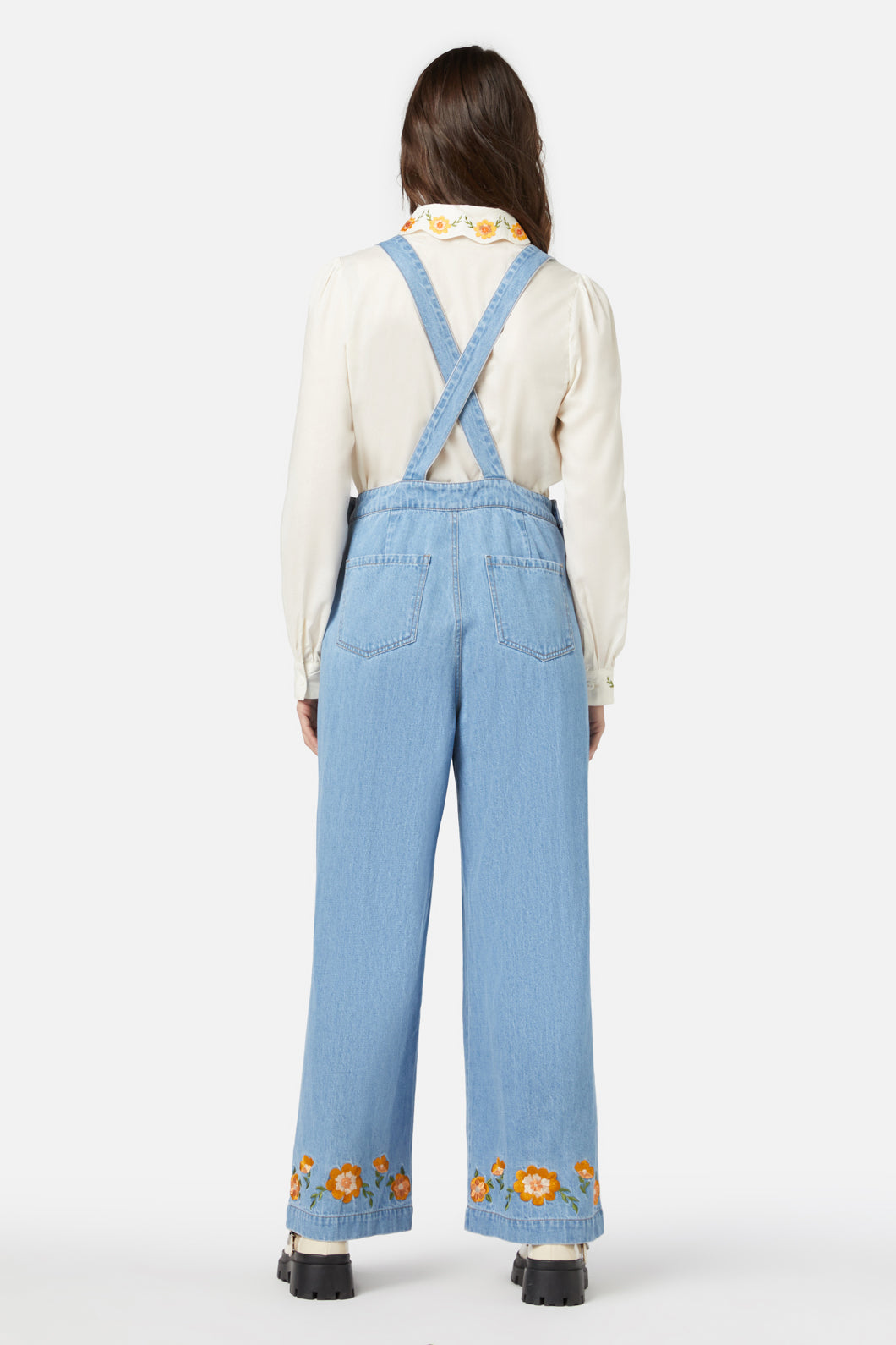 Princess Highway - Folk Embroidered Overall - light-denim