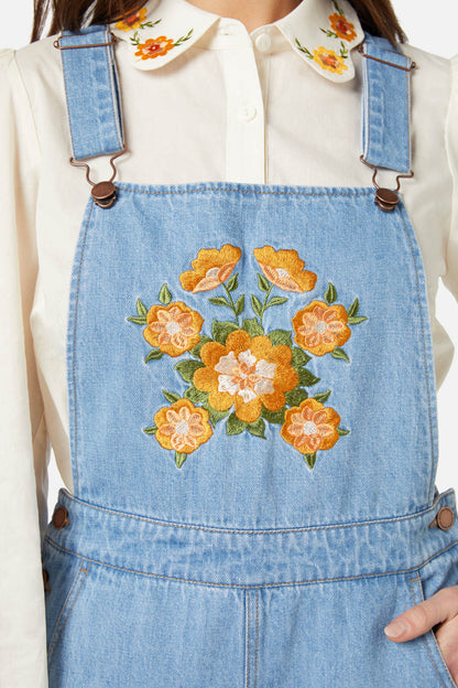 Princess Highway - Folk Embroidered Overall - light-denim