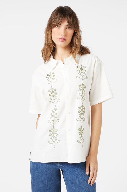 Princess Highway - Retro Emb Everyone Shirt - cream