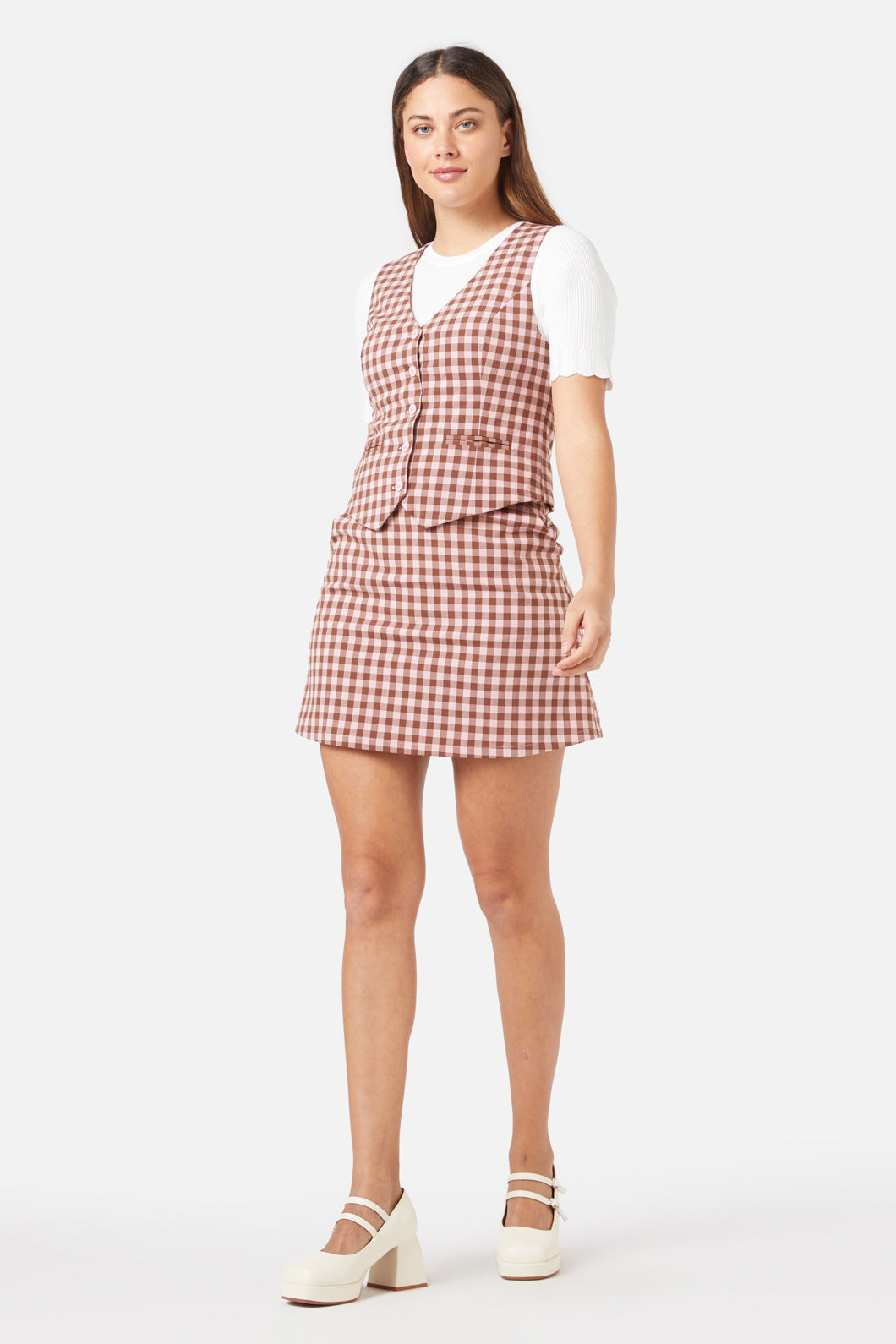 Princess Highway - Gelati Gingham Vest - pink-chocolate