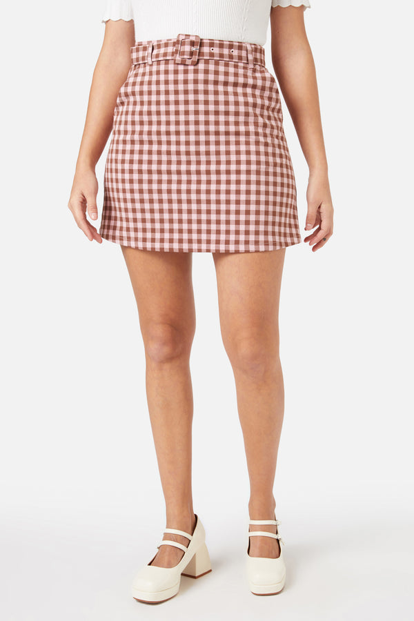 Princess Highway - Gelati Gingham Skirt - pink-chocolate