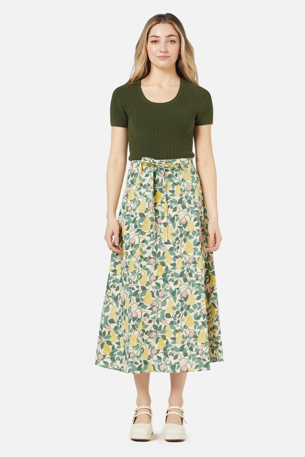 Princess Highway - Pear Vine Midi Skirt - cream