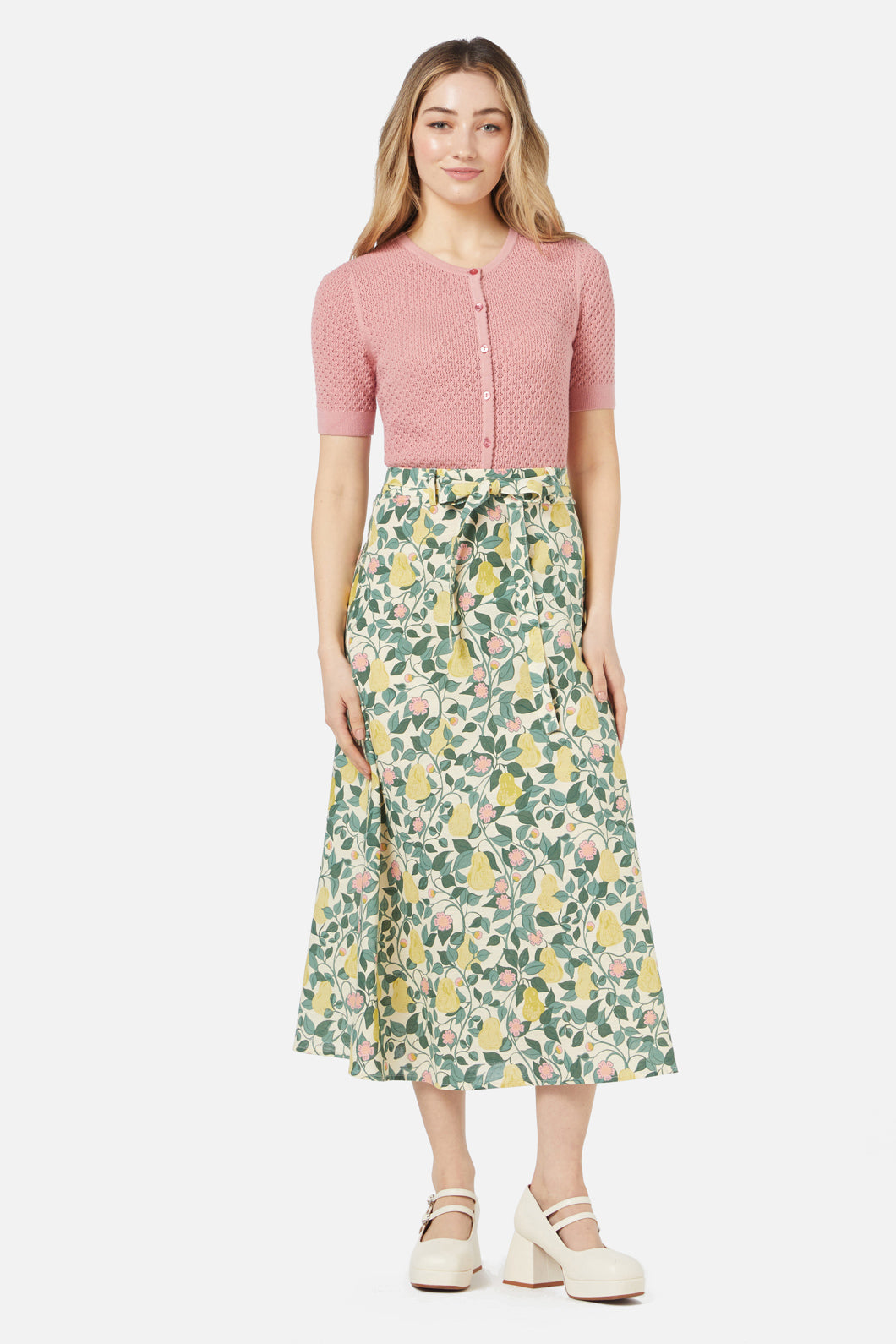Princess Highway - Pear Vine Midi Skirt - cream