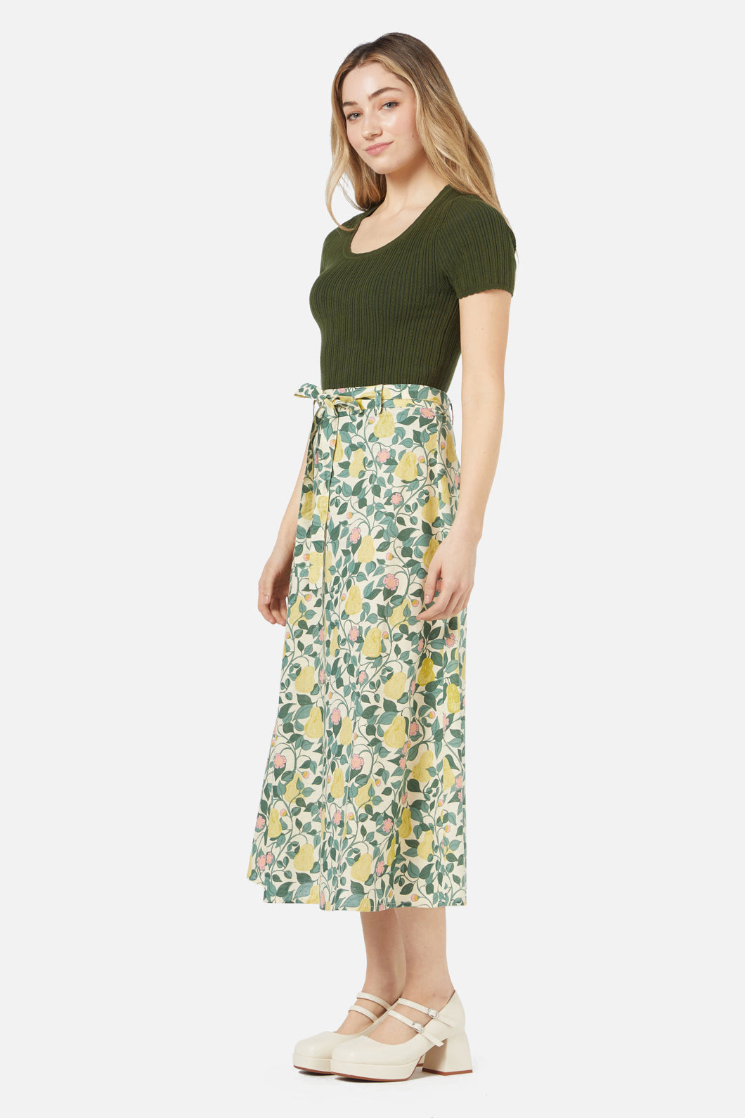 Princess Highway - Pear Vine Midi Skirt - cream