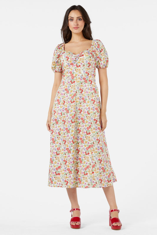 Princess Highway - Ella Flora Midi Dress - cream