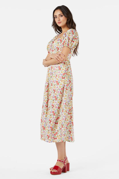 Princess Highway - Ella Flora Midi Dress - cream