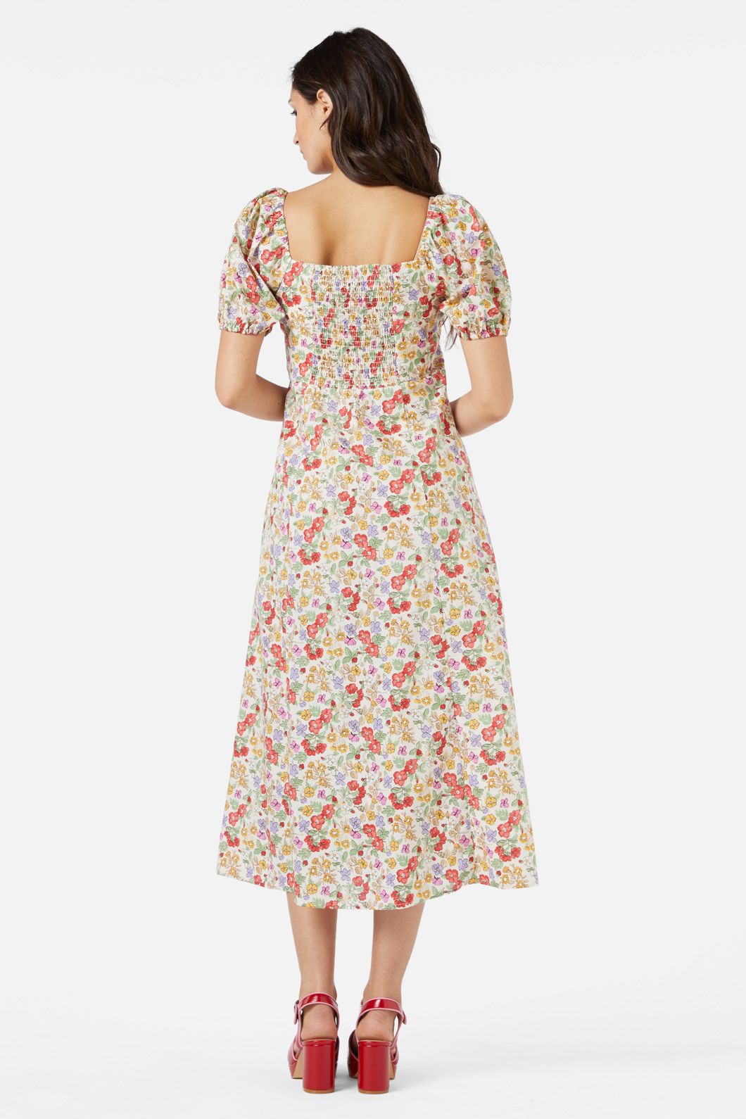 Princess Highway - Ella Flora Midi Dress - cream