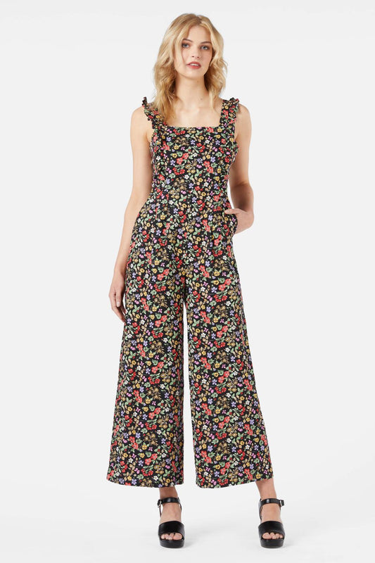 Princess Highway - Ella Flora Jumpsuit - black