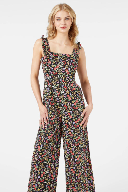 Princess Highway - Ella Flora Jumpsuit - black