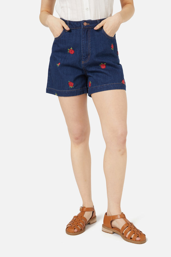 Princess Highway - Red Roses Short - dark-denim