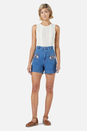 Princess Highway - Renata Emb Short - mid-denim