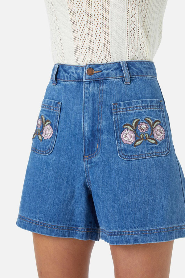Princess Highway - Renata Emb Short - mid-denim