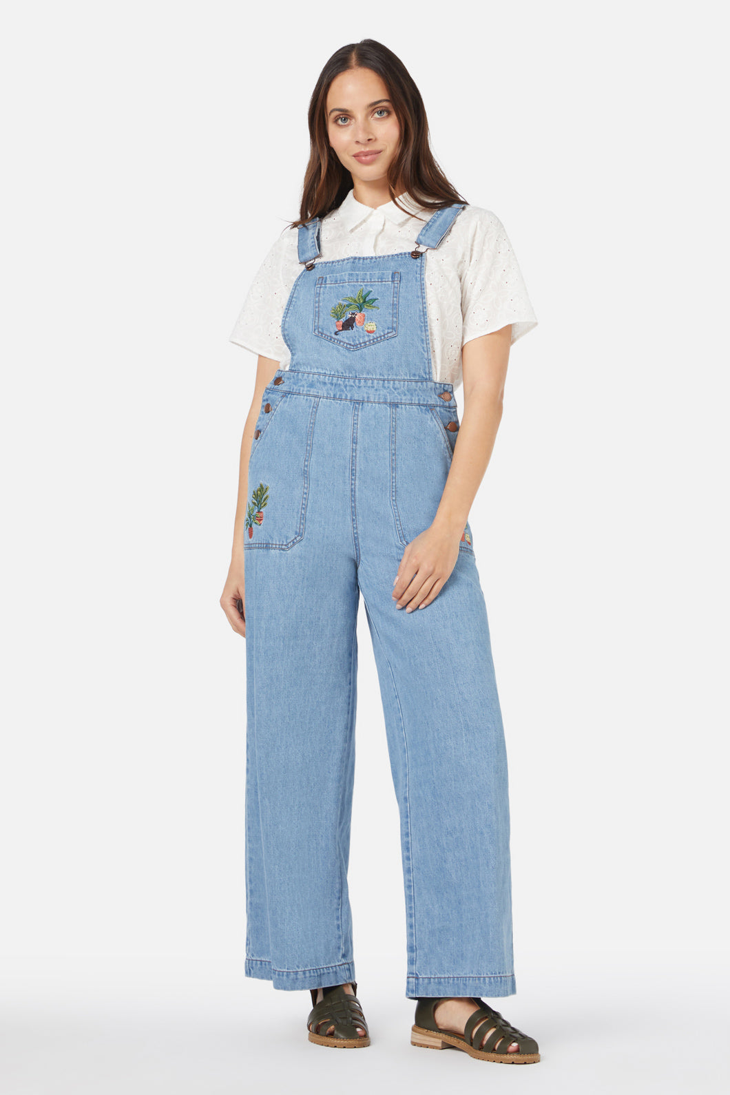 Princess Highway - Cat & Plants Overall - light-denim