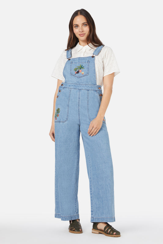 Princess Highway - Cat & Plants Overall - light-denim